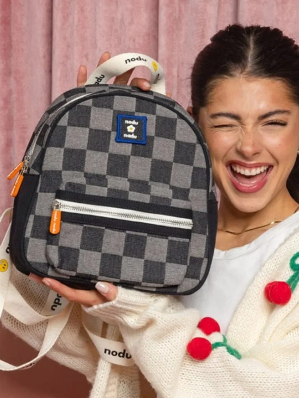NEW Nicole Lee Cordy Checker Backpack | Black Gray Checkered Mini Backpack NWT